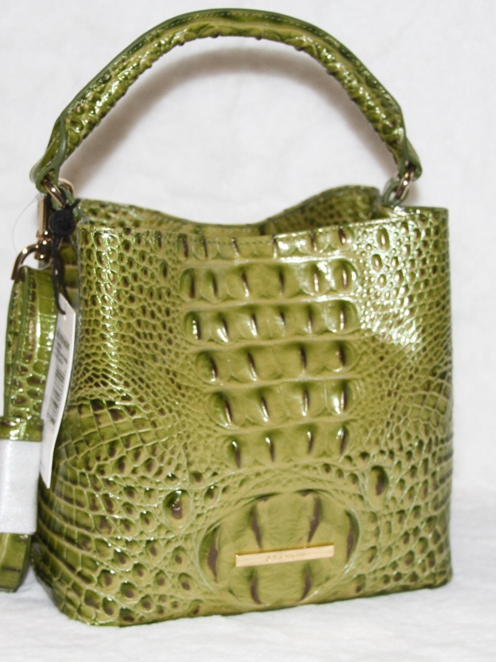 Brahmin Mini Amelia Top Handle Crossbody Bag Olive Melbourne Leather